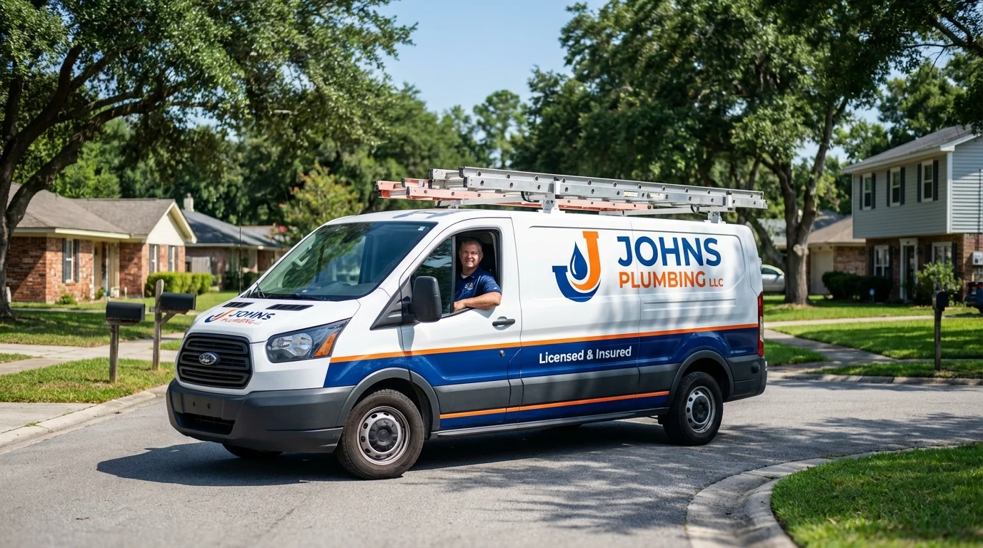 Johns Plumbing LLC service van in Salem, WI