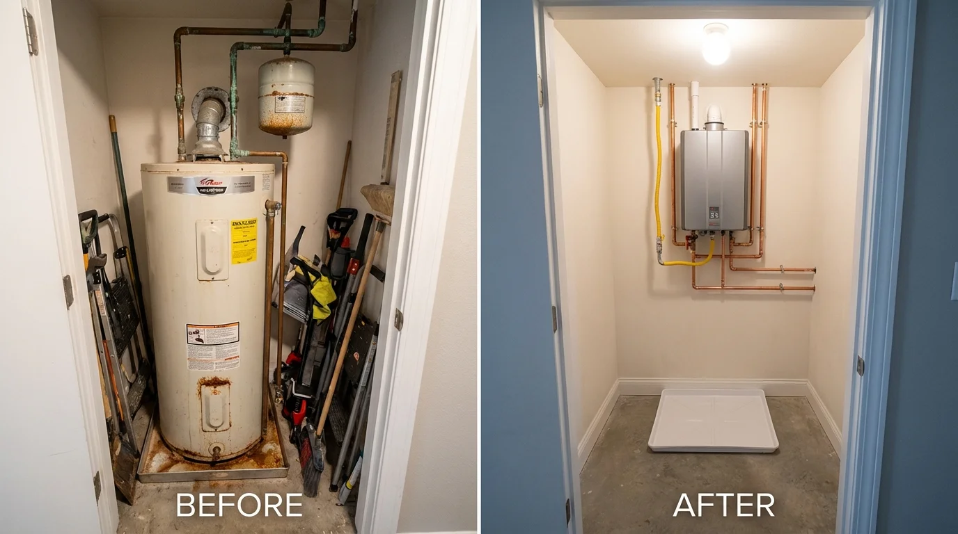 Tank water heater versus wall-mounted tankless unit comparison for Salem, WI homeowners
